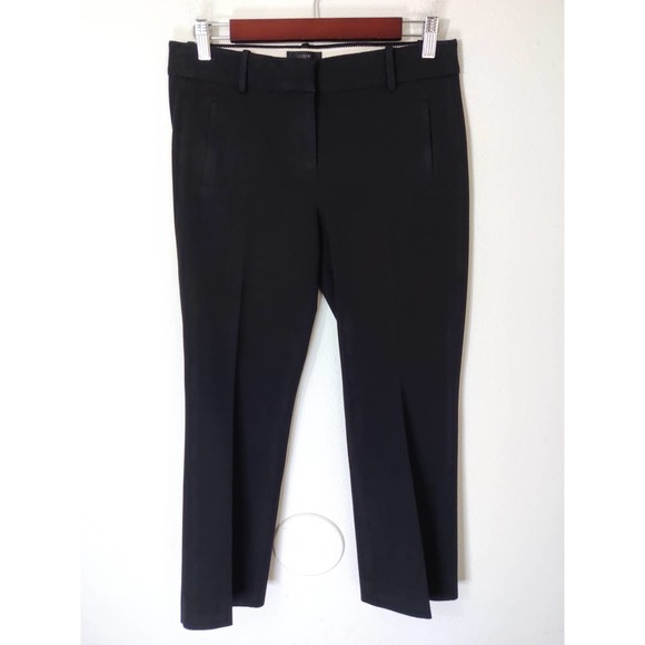 J. Crew Black Cotton Blend Teddie Mid Rise Cropped Trouser Pants Size 2 Tall - Picture 2 of 8